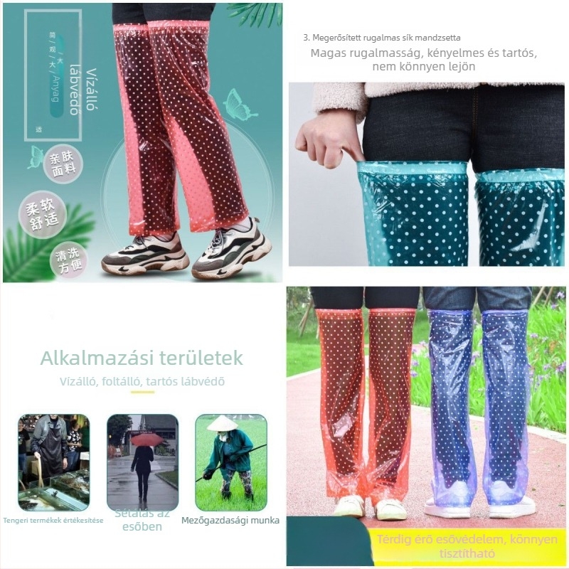 Uniszex esőponcsó hosszabbított ujjaival és lábszárvédőkkel, műanyag anyag, átlagos vastagság, túrázásra