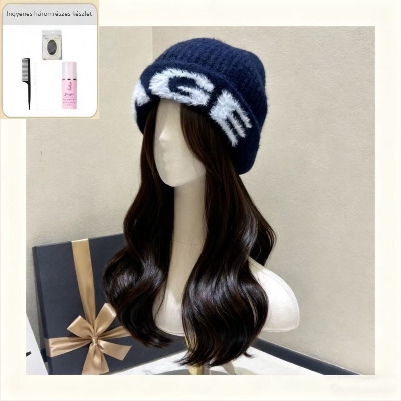 Integrált sapkás paróka hosszú, göndör hajjal, természetes stílus, magas hőmérsékletű selyemszálak, mechanikus feldolgozás, nem festhető