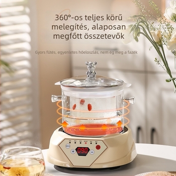 Egészség teáskanna boroszilikát üvegtesttel, kapacitás 1,5–2 L, 220V, 500W, digitális termosztát érintéses vezérléssel