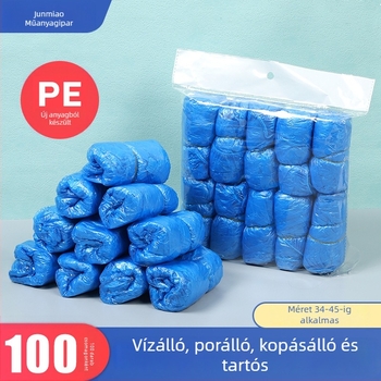 Egyszer használatos, vastagított cipővédők beltéri használatra, csúszásmentes és kopásálló műanyagból (PE/polietilen)