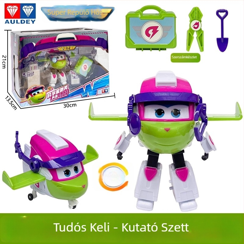 Átalakítható dinoszaurusz robot hanggal és fénnyel, köd spricceléssel — Super Flying Hero, anime karakter, 7–14 éveseknek