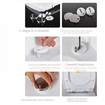 WC-fedél felnőttek és gyerekek számára, kettős használat, anyag: PP tábla, csillapító, lyukak közötti távolság állítható 10–20 cm, OEM