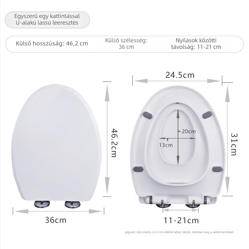 WC-fedél felnőttek és gyerekek számára, kettős használat, anyag: PP tábla, csillapító, lyukak közötti távolság állítható 10–20 cm, OEM