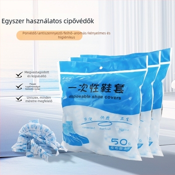 Egyszer használatos beltéri cipővédő, nem szőtt anyagból, anti-slip, Bear Head HAPPY mintával, 2 g vastagság, felnőtteknek