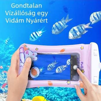 Rajzfilm mintájú vízálló telefon táska kültéri használatra, PVC anyag, csíkos minta, vízálló anyag, kapacitás 6,5 L alatt