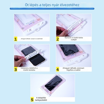 Rajzfilm mintájú vízálló telefon táska kültéri használatra, PVC anyag, csíkos minta, vízálló anyag, kapacitás 6,5 L alatt
