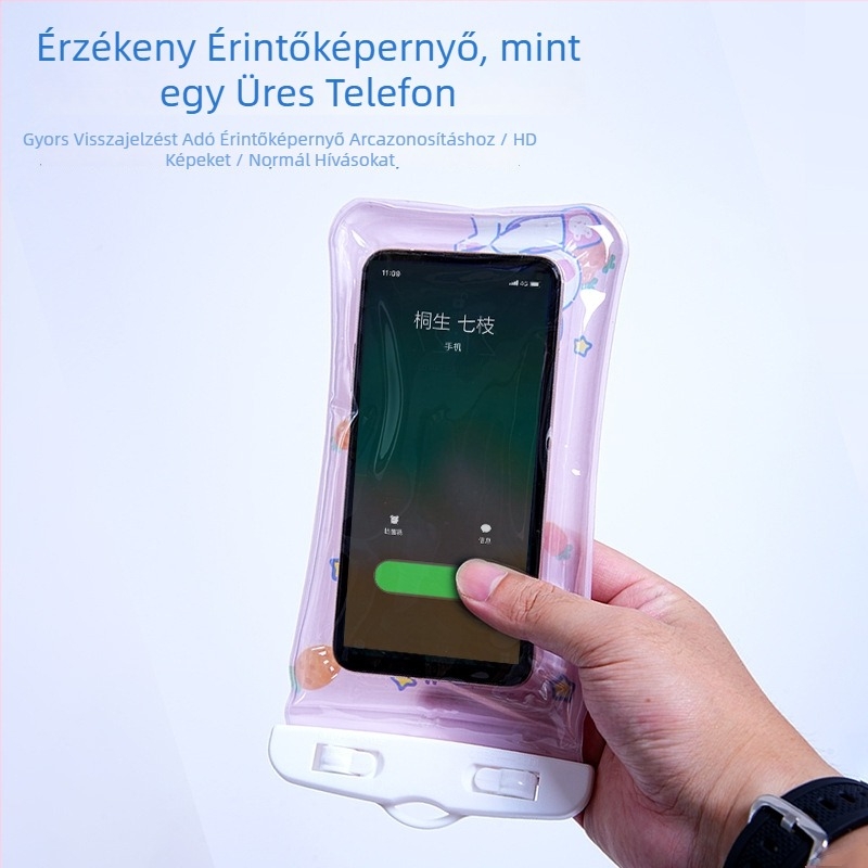 Rajzfilm mintájú vízálló telefon táska kültéri használatra, PVC anyag, csíkos minta, vízálló anyag, kapacitás 6,5 L alatt