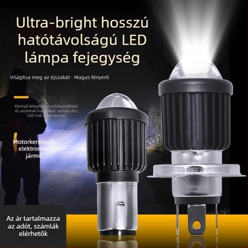 LED fényszóró motorkerékpárhoz, elektromos járműhöz és triciklibe – univerzális 12V-85V, 12W, 3500lm, 4000K, alumínium ház