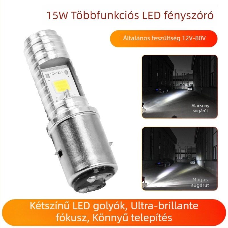 LED fényszóró motorkerékpárhoz, elektromos járműhöz és triciklibe – univerzális 12V-85V, 12W, 3500lm, 4000K, alumínium ház