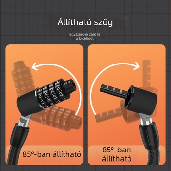 Kerékpár zár parolával – MMS01; Anyagok: cink-ötvözet, ABS, PVC, összetett acélhuzal; Súly: 326,5 g; Stílus: könnyű luxus