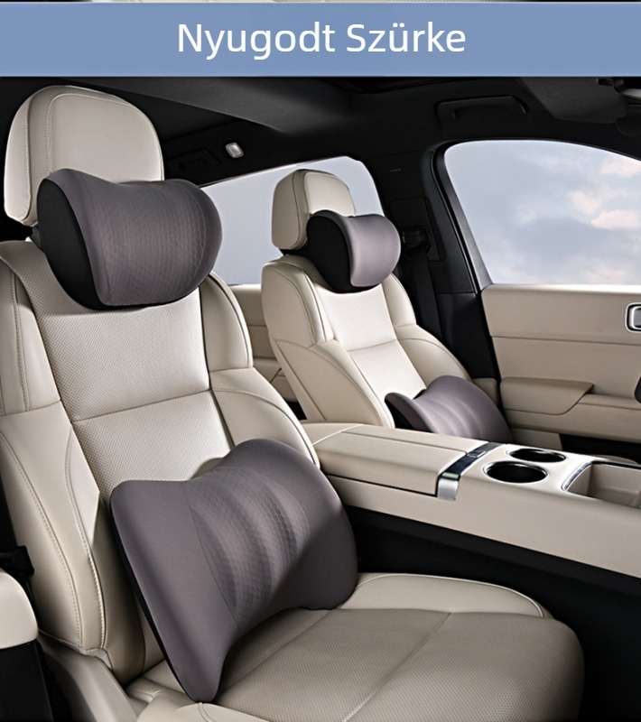 Vezető és utas fej- és deréktámasz készlet, légáteresztő gel memóriahab, poliészter huzat