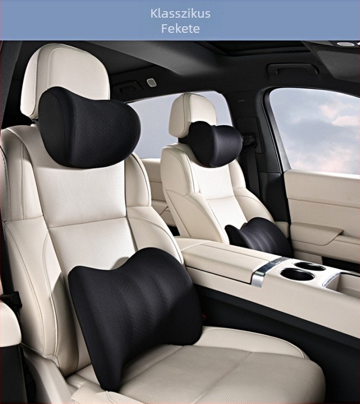 Vezető és utas fej- és deréktámasz készlet, légáteresztő gel memóriahab, poliészter huzat