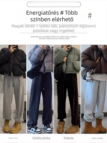 Jingqi kismama nadrág ősz-télre, fleece béléses, széles szárú, kétfunkciós dizájn, nem szorít a hasra, vastag és meleg