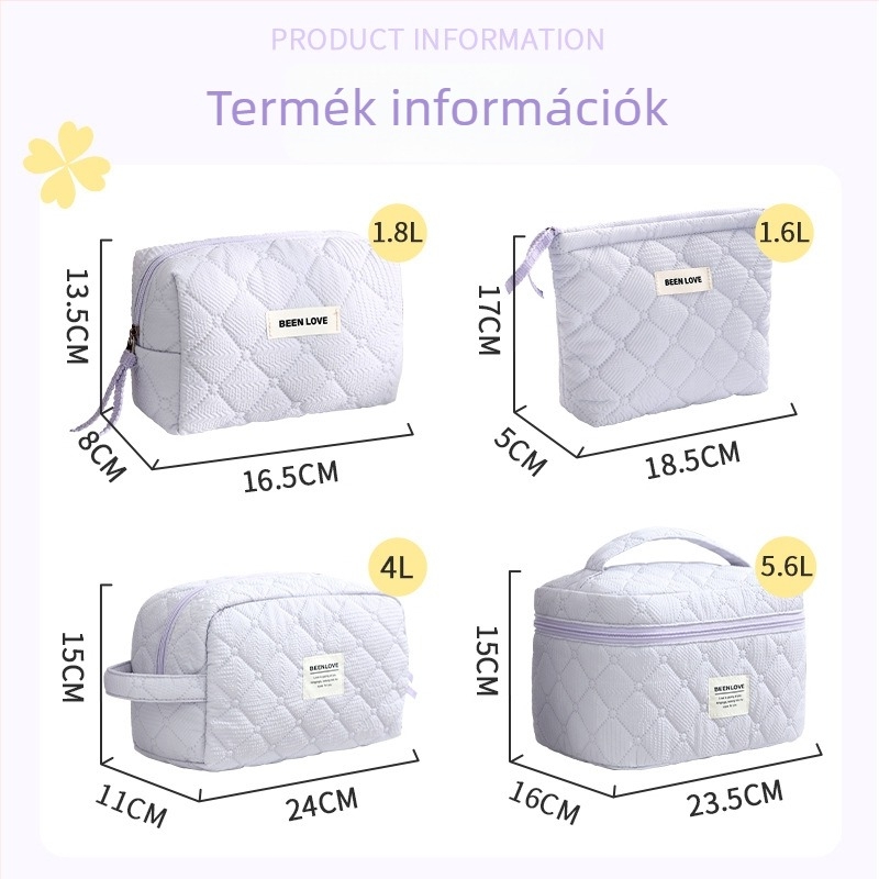 Qi mintás kozmetikai táska, kocka alakú, poliészter, smink tárolására utazáshoz