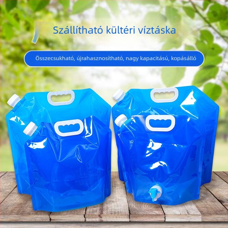 Kültéri összehajtható víztároló kanna kempingfelszereléshez, (0.7 L kapacitás, vízálló anyag, egyedi logó nyomtatás)