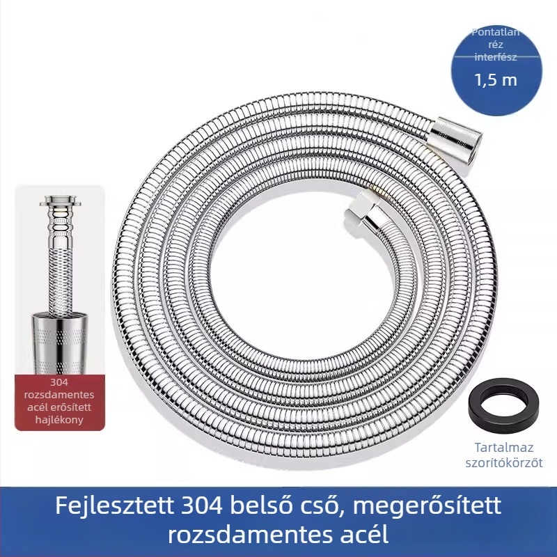 Kézi zuhanyfej rozsdamentes acélból, beépített szűrővel, levehető tisztításhoz, kerek forma