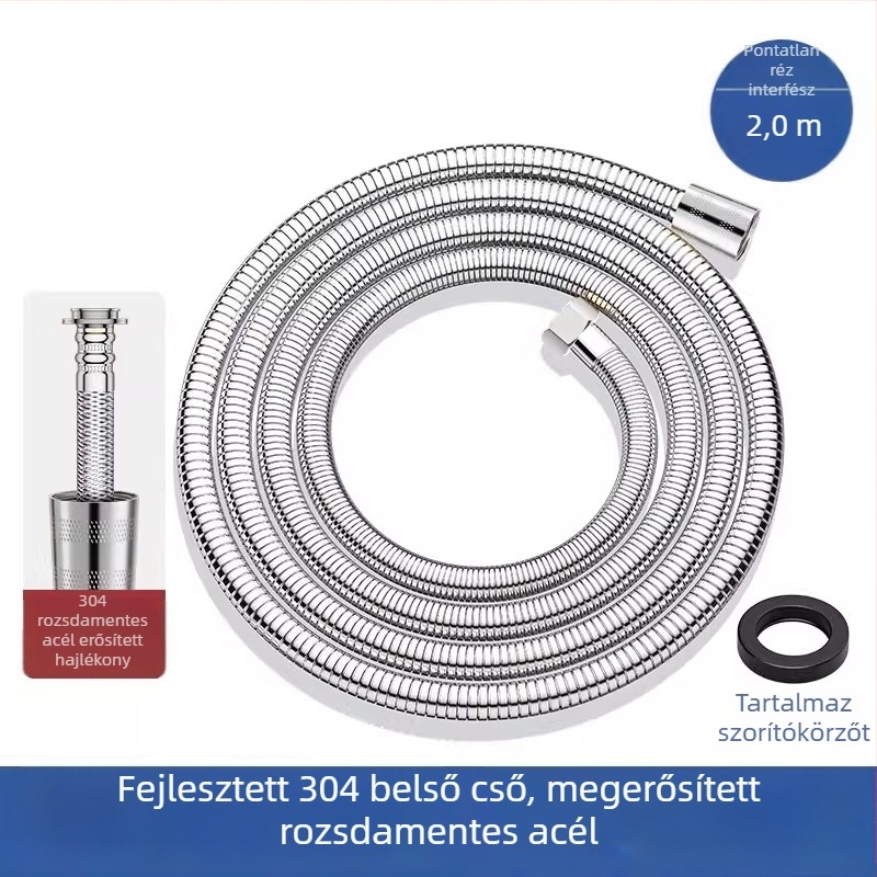 Kézi zuhanyfej rozsdamentes acélból, beépített szűrővel, levehető tisztításhoz, kerek forma