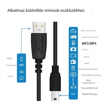 USB töltőkábel kinyújtott fejjel MP3/MP4-hez, PVC, gyors töltés 5W