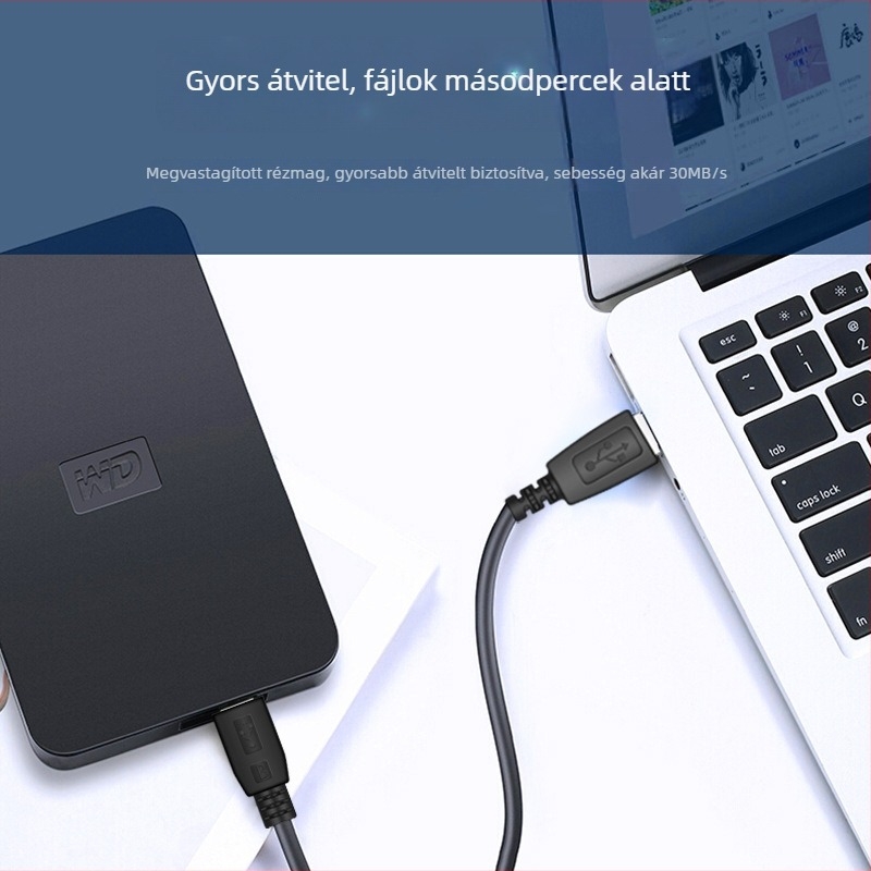 USB töltőkábel kinyújtott fejjel MP3/MP4-hez, PVC, gyors töltés 5W