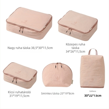 Nylon utazási tároló öt részes készlet — kocka alakú rendszerező táskák fehérneműkhöz, melltartóhoz és ruházathoz, modern minimalista stílus