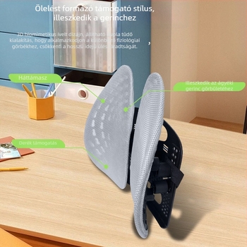 Ergonomikus ágyéki párna irodai székhez – lélegző poliészter szövet, poliészter töltet, polipropilén keret, univerzális kompatibilitás, logó nyomtatás
