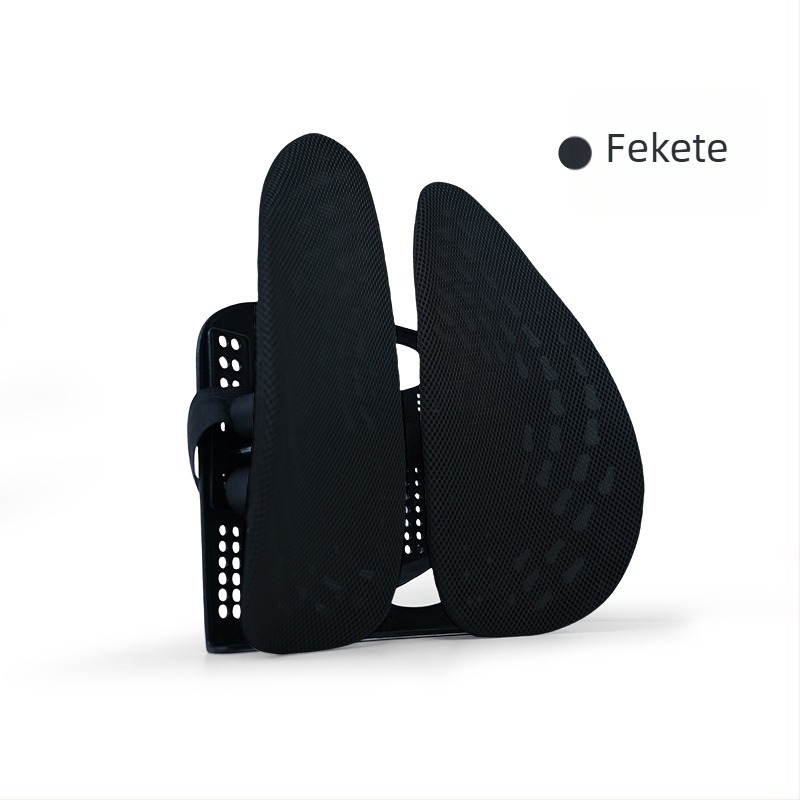 Ergonomikus ágyéki párna irodai székhez – lélegző poliészter szövet, poliészter töltet, polipropilén keret, univerzális kompatibilitás, logó nyomtatás