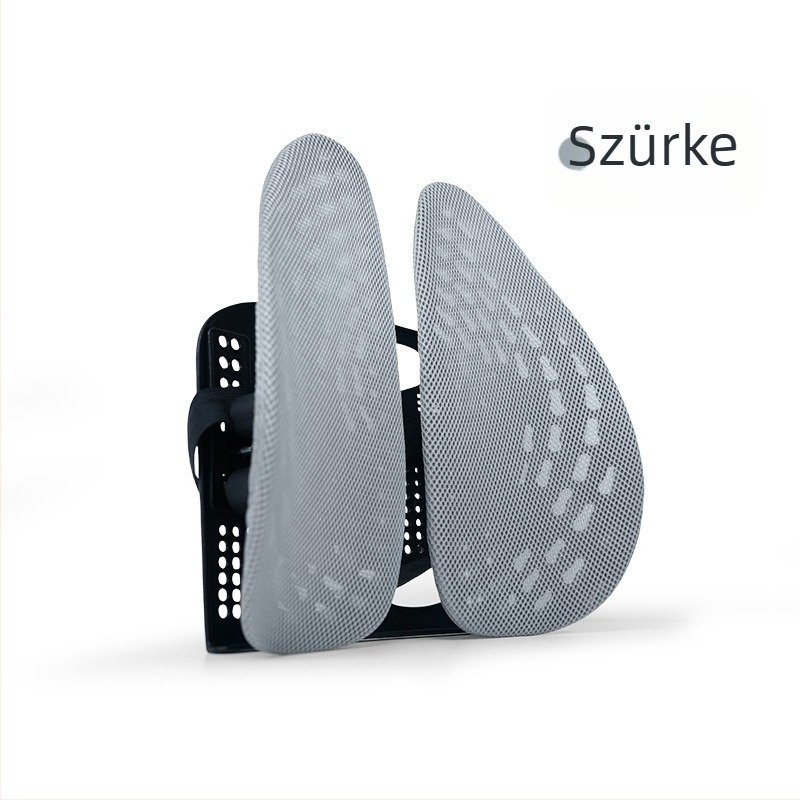 Ergonomikus ágyéki párna irodai székhez – lélegző poliészter szövet, poliészter töltet, polipropilén keret, univerzális kompatibilitás, logó nyomtatás