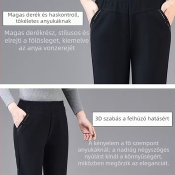 Denim-pamutból készült fleece-béléssel, ultra alacsony derék, egyenes szárú, vastag anyag
