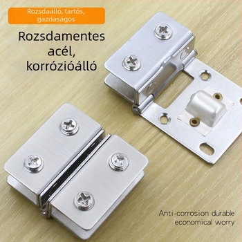 Rozsdamentes acél üvegajtó csukló, kétoldalas, 180°, modell 001