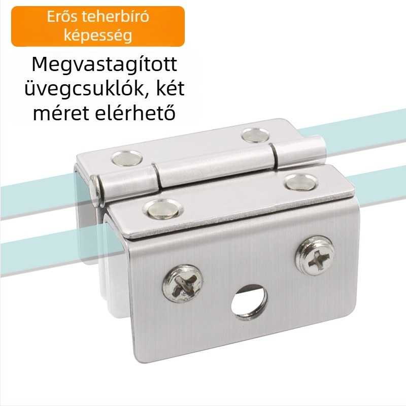 Rozsdamentes acél üvegajtó csukló, kétoldalas, 180°, modell 001