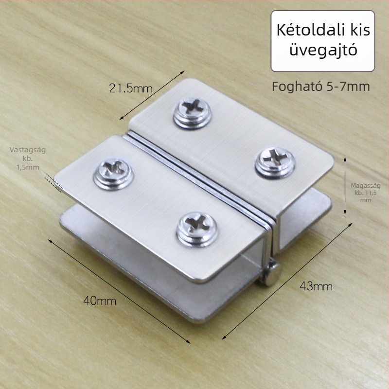 Rozsdamentes acél üvegajtó csukló, kétoldalas, 180°, modell 001