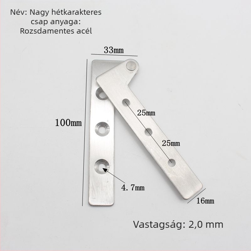 Rozsdamentes acél hétoldalú pánt ablakokhoz és bútorokhoz, modell 20190925, modern minimalista stílus, teherbírás