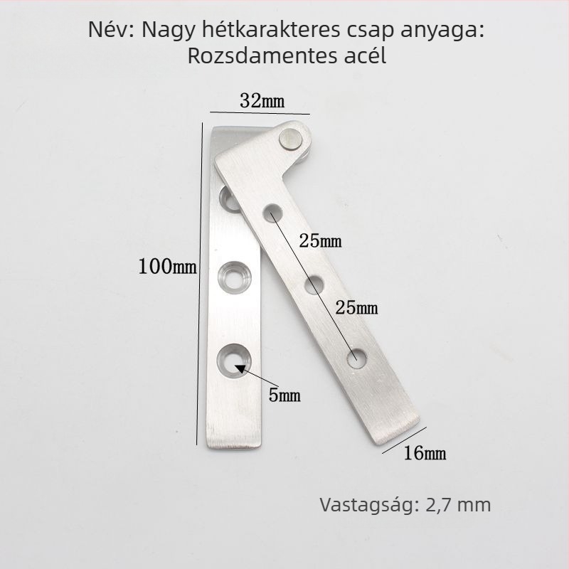 Rozsdamentes acél hétoldalú pánt ablakokhoz és bútorokhoz, modell 20190925, modern minimalista stílus, teherbírás