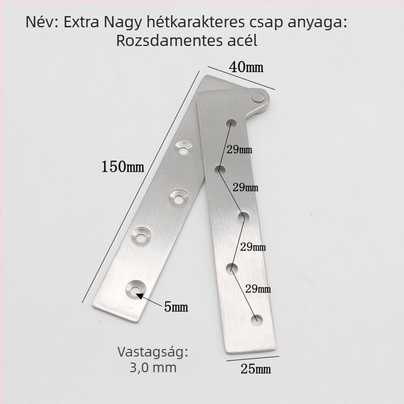 Rozsdamentes acél hétoldalú pánt ablakokhoz és bútorokhoz, modell 20190925, modern minimalista stílus, teherbírás