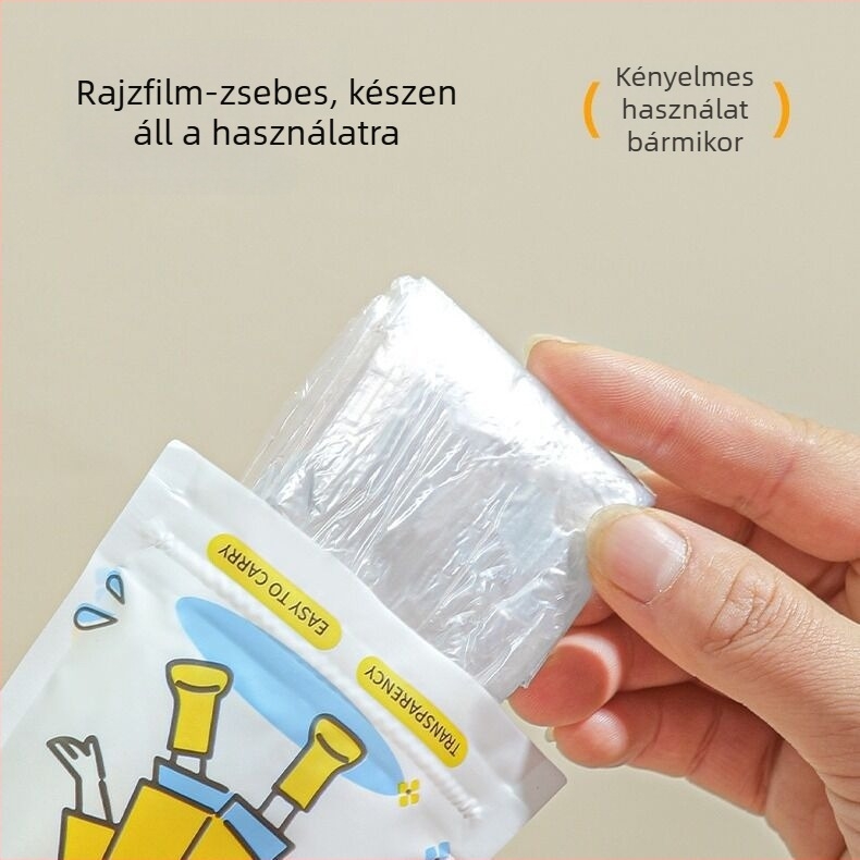 Kártya esőponcsó felnőtteknek és gyerekeknek, rajzfilmszerű stílus, PE anyag 0,03 mm, vízálló PE ragasztó réteg, hordozható zsebes kialakítás