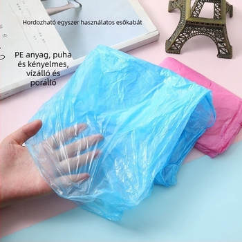 Egyszer használatos esőponcsó, hosszú, átlátszó, teljes testet fedő, viharra ellenálló