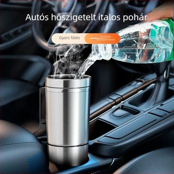 Autóhoz készült vízmelegítő pohár, rozsdamentes acélból, 70W, logó testreszabás