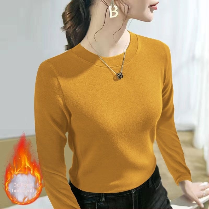 Oversize fazonú hosszú ujjú felső fleece-beléssel, kerek nyakú, viszkóz anyagból, hímzett részletekkel