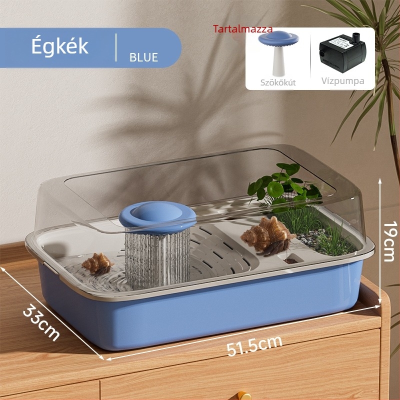 Hermit Crab tenyésztő doboz hegyes kerettel, vízpumpával és rejteggel; Teknős tenyésztő tartály – Háziállat kellékek (Súly 1.28 kg; Fajta Brazilian Turtle; Típus: Turtle; Test Formája: Toy Type)