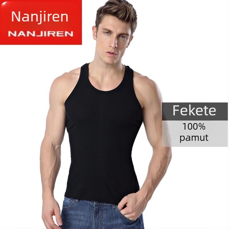 Férfi pamut mellény - 100% pamut, egyszínű mintázat, sportos stílus, 2021 nyara.