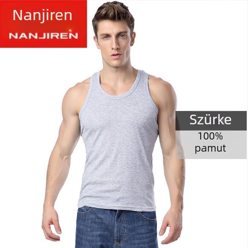 Férfi pamut mellény - 100% pamut, egyszínű mintázat, sportos stílus, 2021 nyara.