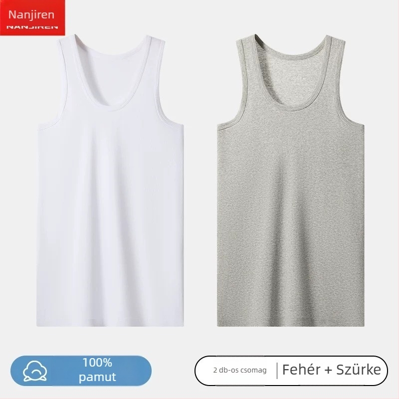 Férfi pamut mellény - 100% pamut, egyszínű mintázat, sportos stílus, 2021 nyara.