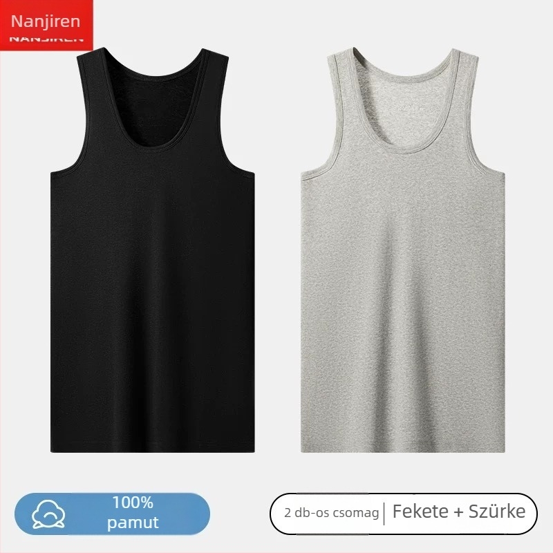 Férfi pamut mellény - 100% pamut, egyszínű mintázat, sportos stílus, 2021 nyara.