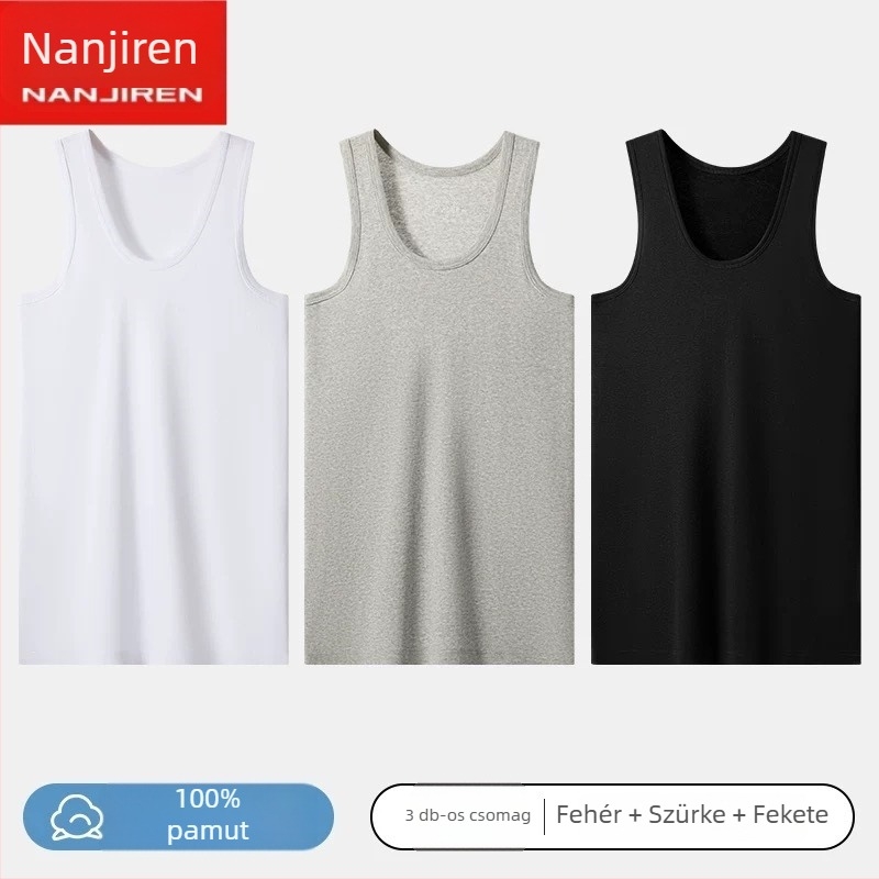 Férfi pamut mellény - 100% pamut, egyszínű mintázat, sportos stílus, 2021 nyara.