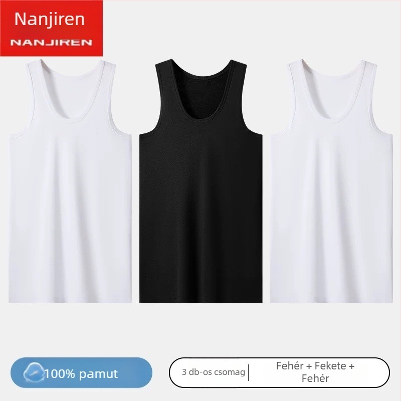Férfi pamut mellény - 100% pamut, egyszínű mintázat, sportos stílus, 2021 nyara.