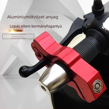 Ötvözetes kerékpárkormányzár - hordozható alumínium ötvözetű anti-lopás zár elektromos kerékpárokhoz, robogókhoz és motorkerékpárokhoz - Tömeg 395 g