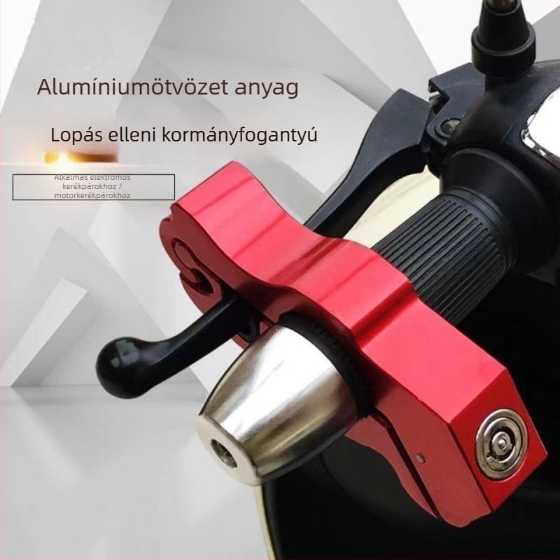Ötvözetes kerékpárkormányzár - hordozható alumínium ötvözetű anti-lopás zár elektromos kerékpárokhoz, robogókhoz és motorkerékpárokhoz - Tömeg 395 g