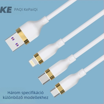 Kopaci 3 az 1-ben USB adatkábel Lightning, USB-C és Micro USB csatlakozókkal — akár 120W gyorstöltés, 1–2 m hosszú, TPE anyag