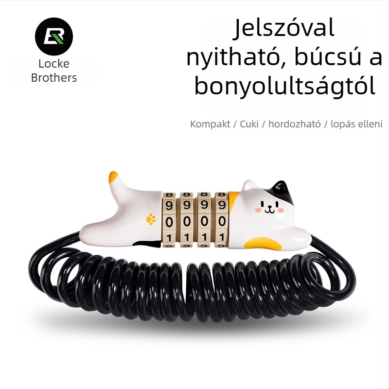 ROCKBROS jelszavas zár kerékpárokhoz, motorkerékpárokhoz és sisakokhoz — hordozható biztonsági zár cinkötvözet/ABS/PVC bevonatú acélsodronnyal