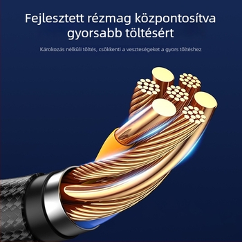 Három az egyben adatkábel gyors töltéssel — három fej: Mini USB, Lightning, Micro USB és Type-C; automatikus kikapcsolás; maximális kimeneti teljesítmény 6W; szövött anyag.